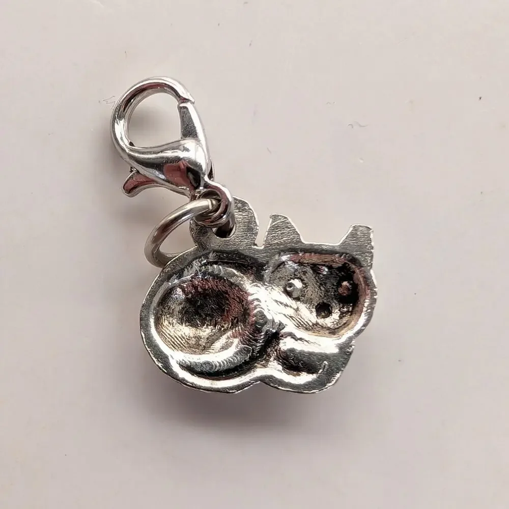 Vintage Silver Tone Collectible Cute Cat Kitty Mini Pendant Bracelet Charm - Picture 2 of 4